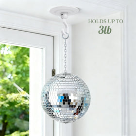 Keno hook adheres to smooth surfaces like painted walls or glass.