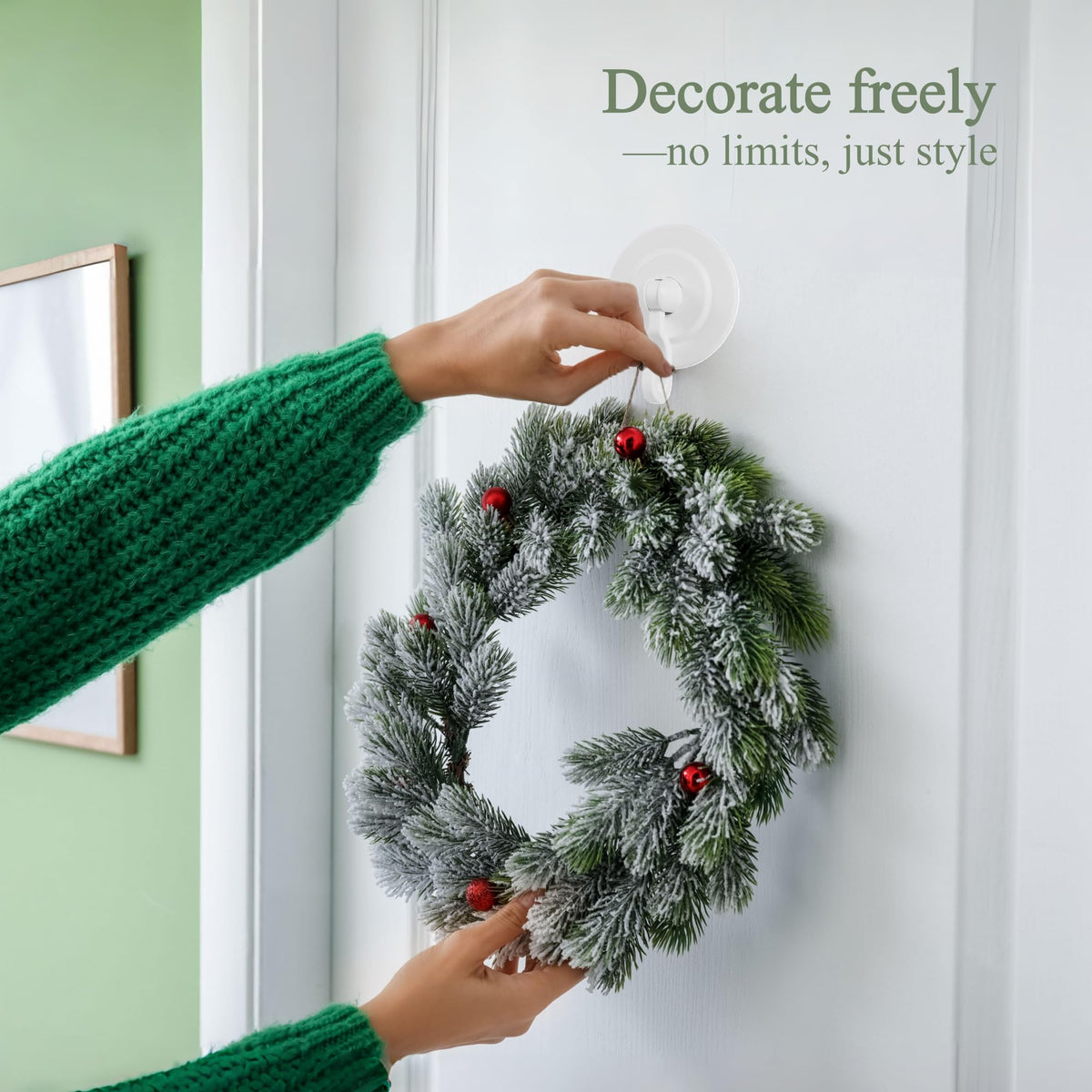Keno hook holds wind chimes and seasonal decor with secure anchoring.