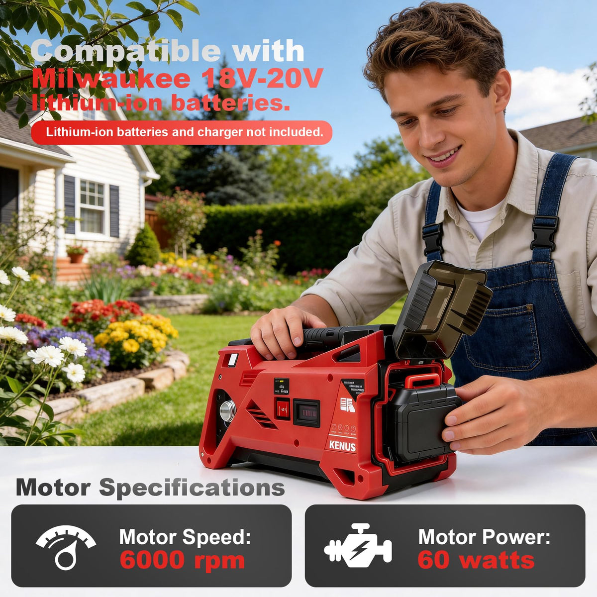 KENUOS pump supports 75 ft head for long-distance drainage tasks.