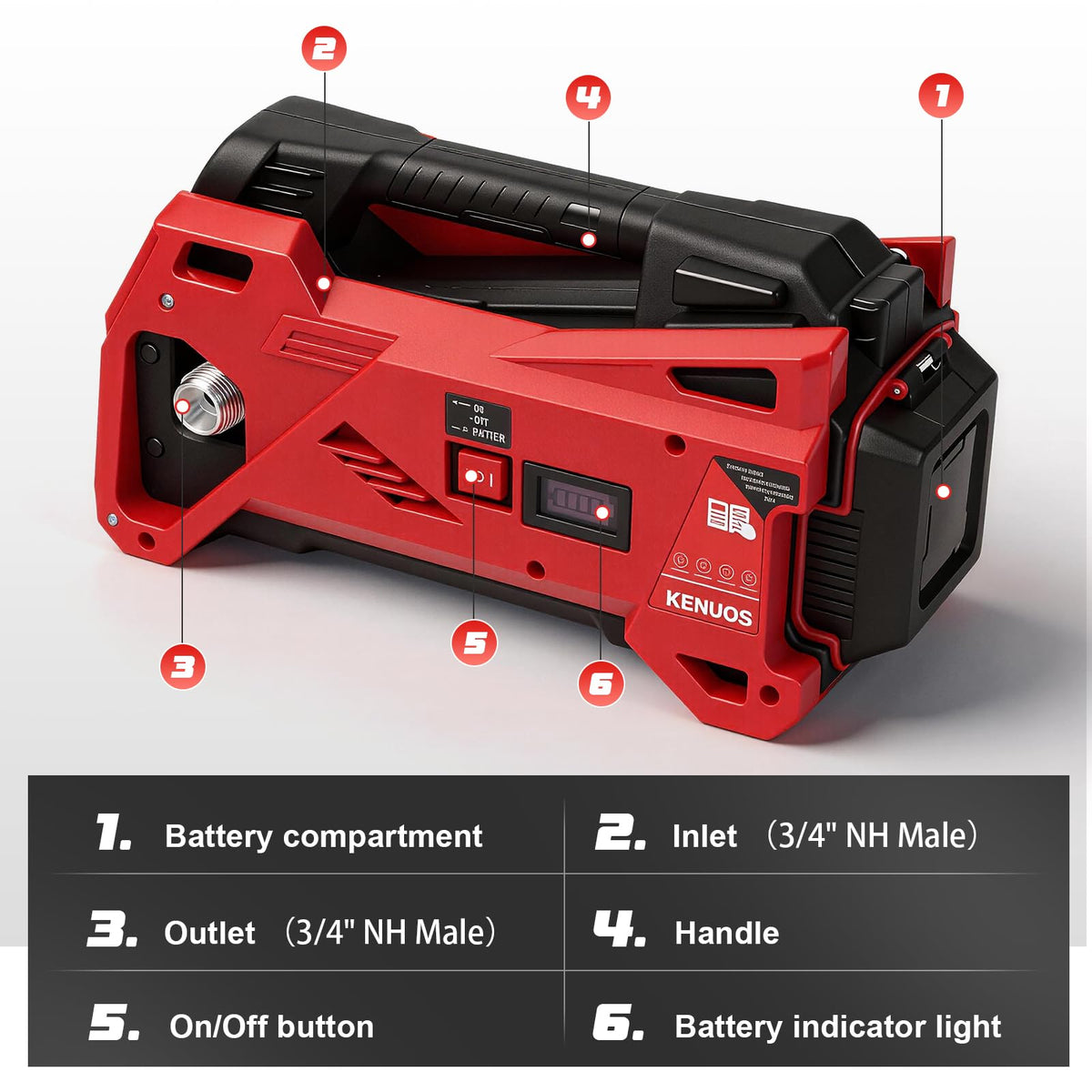 KENUOS pump delivers 9.6 GPM flow for quick pool and tank transfers.