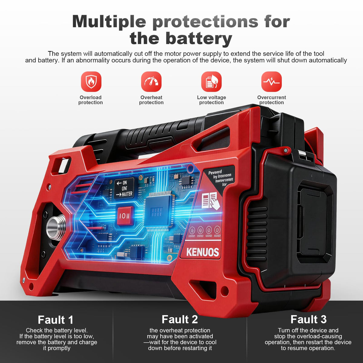 KENUOS battery-operated pump offers cordless convenience for outdoor tasks.
