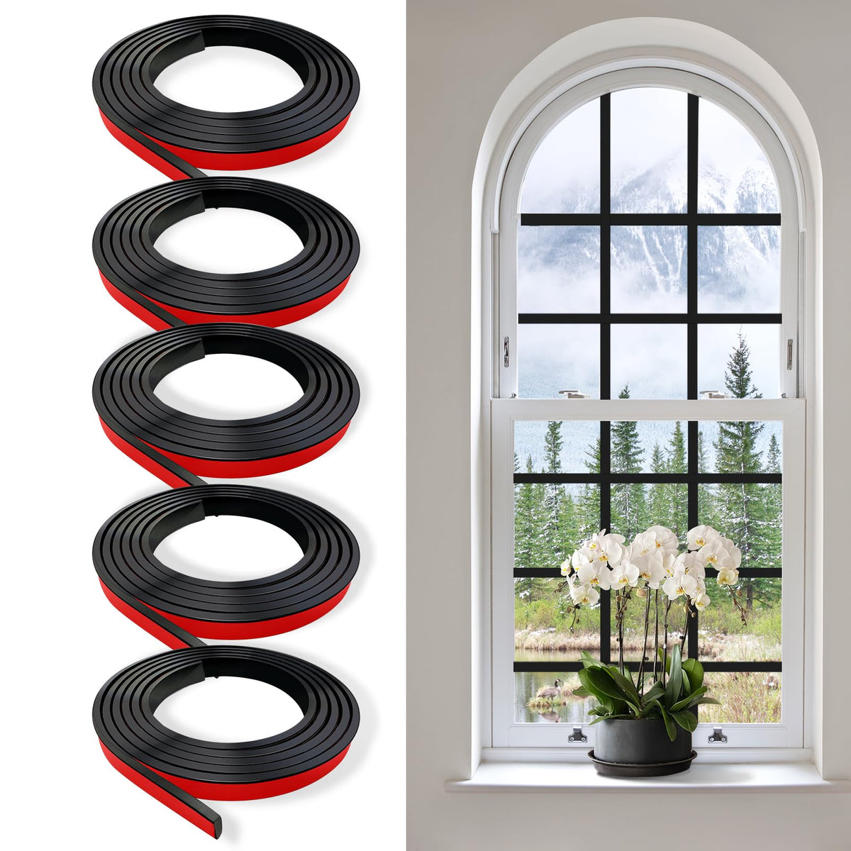 KEOHOLI 5-piece window grid kit assembly with strong adhesive for secure DIY installation.