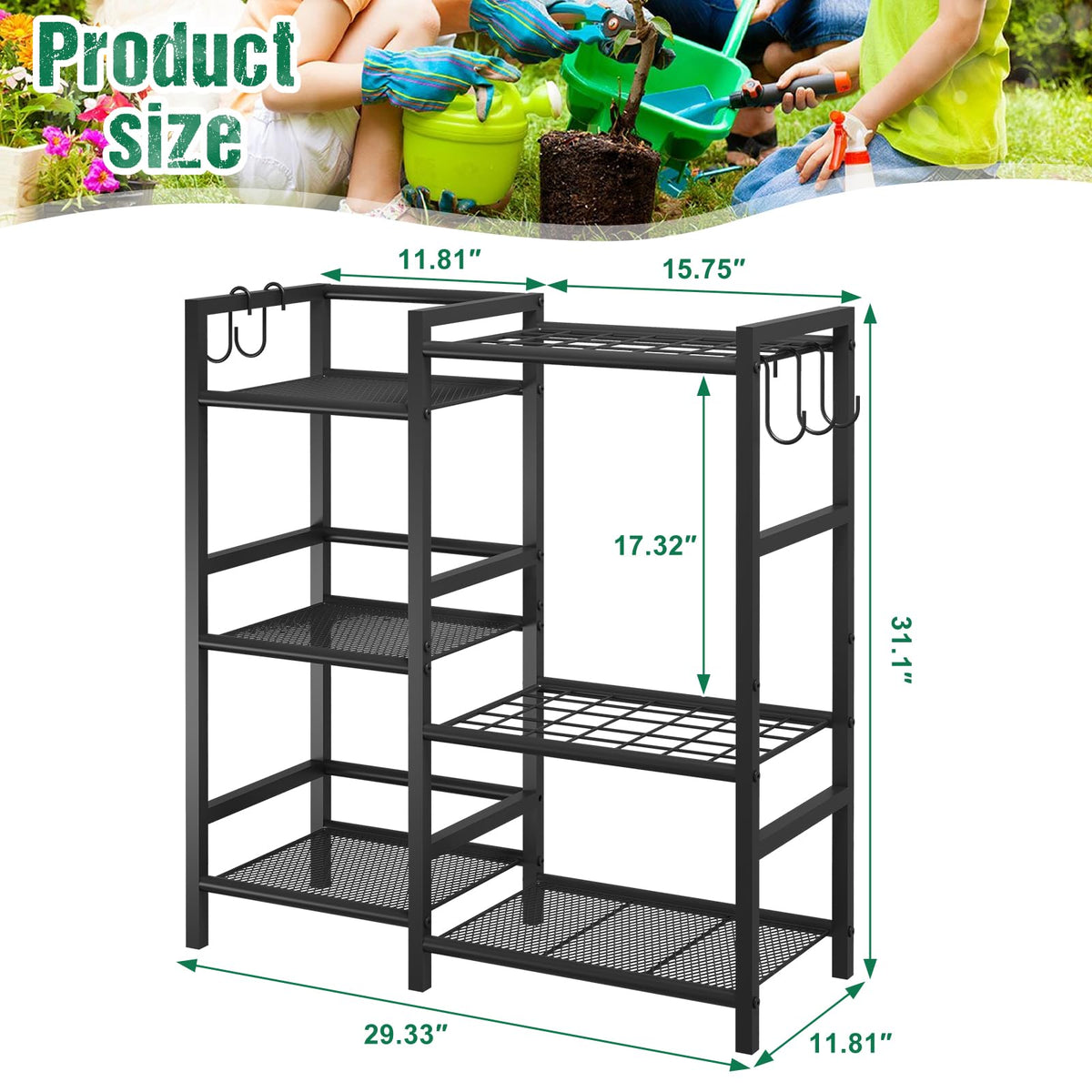 Keomaisyto 35-long-handled slots fit long tools securely in the rack.