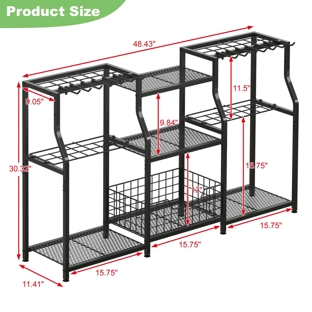 Keomaisyto Garden Tool Organizer 14 hooks and 34 slots for various tools.