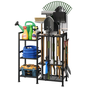 Keomaisyto garden tool organizer with a 3-tier rack keeps tools organized and accessible.