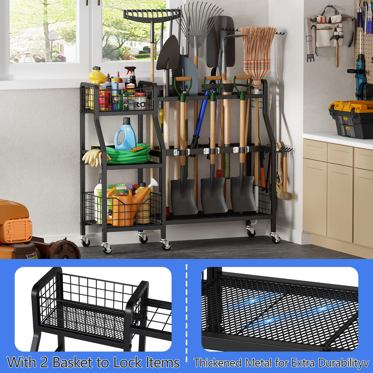 Keomaisyto garden tool organizer base compartments keeps tools neatly organized.