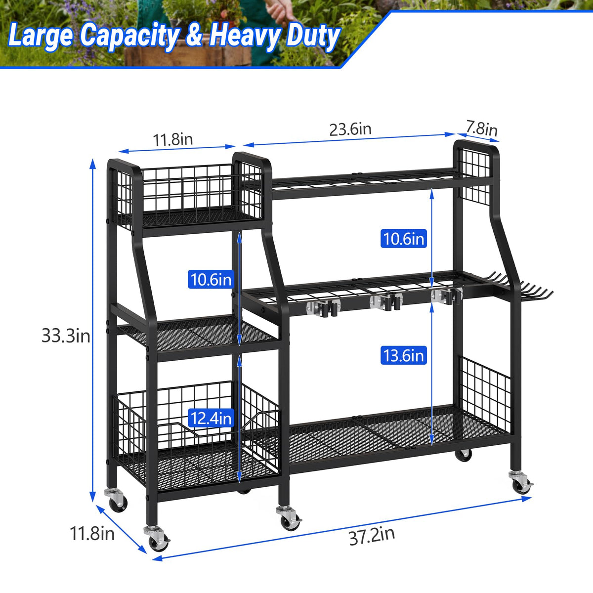 Keomaisyto garden tool organizer dimension label helps plan garage layout.