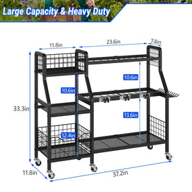 Keomaisyto garden tool organizer dimension label helps plan garage layout.