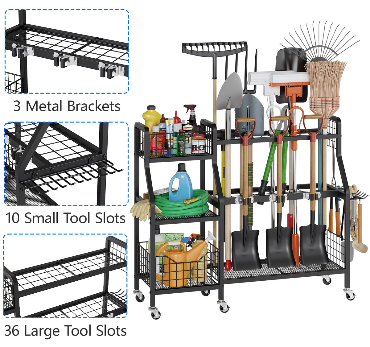 Keomaisyto garden tool organizer easy assembly with quick setup steps.