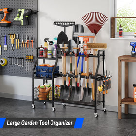 Keomaisyto garden tool organizer top basket keeps small items secure during work.