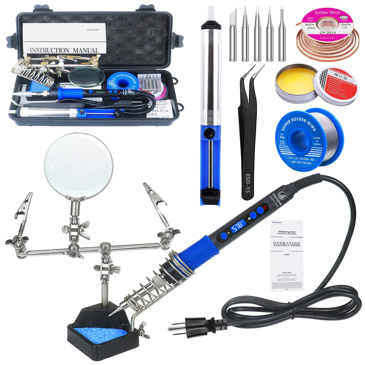 KEPIOG 100W soldering iron kit with digital display for precise temperature control.
