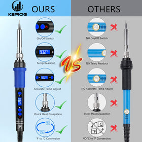 KEPIOG desoldering wick and tweezers for precise cleanup and handling.