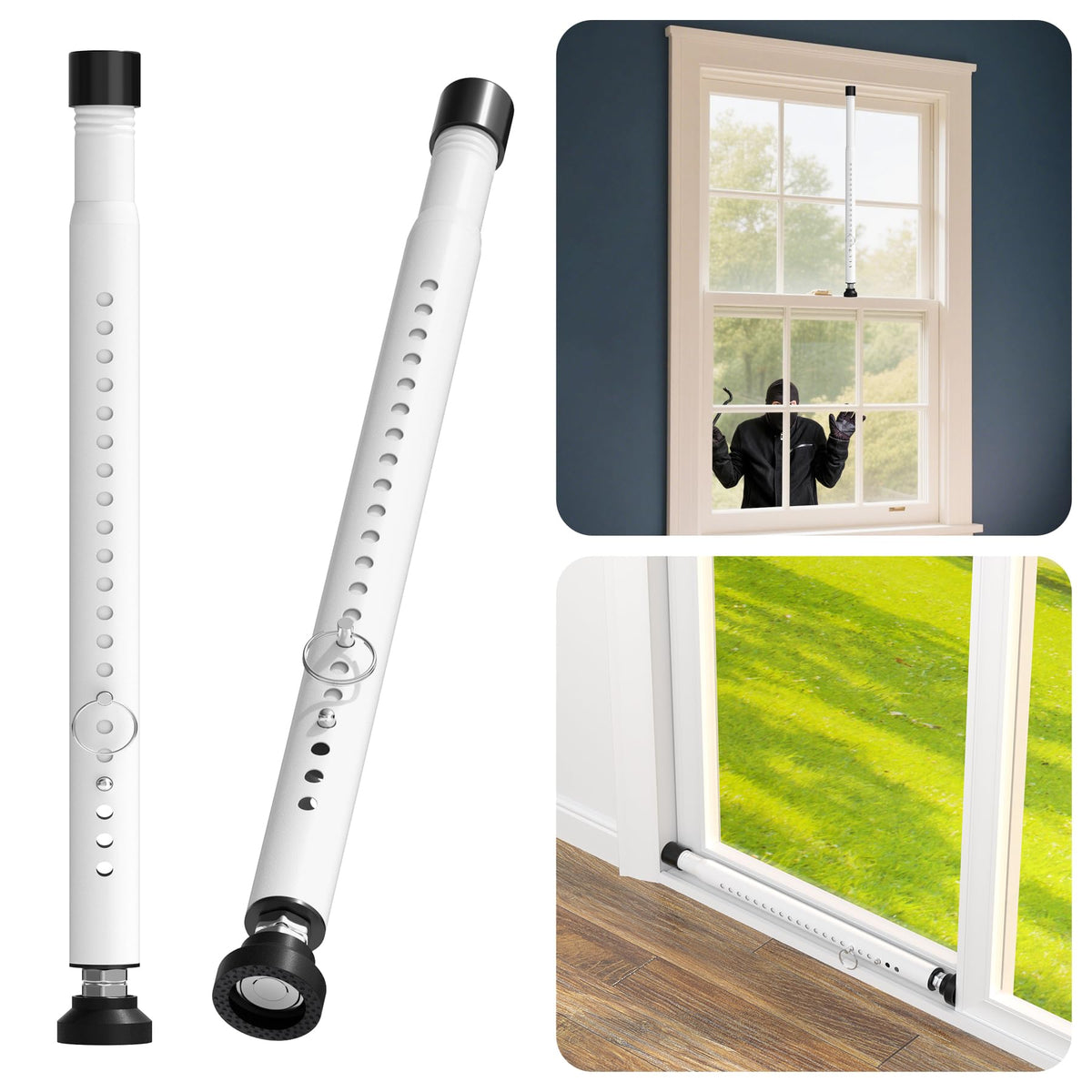 Keplrend window lock 2-pack sturdy-bar secures doors and windows.