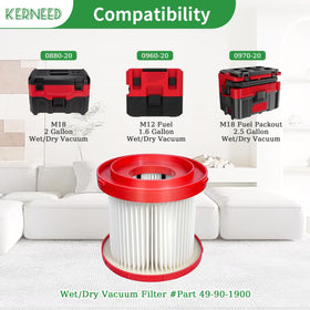Kerneed foam sleeve pre-filter protects the main filter and boosts efficiency