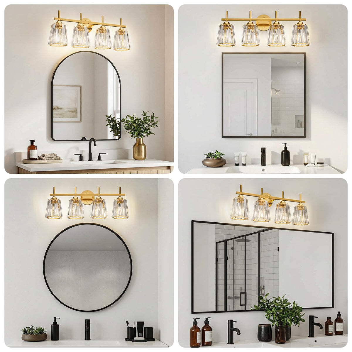 KernLite gold finish wall light enhances bathroom decor with timeless warmth.