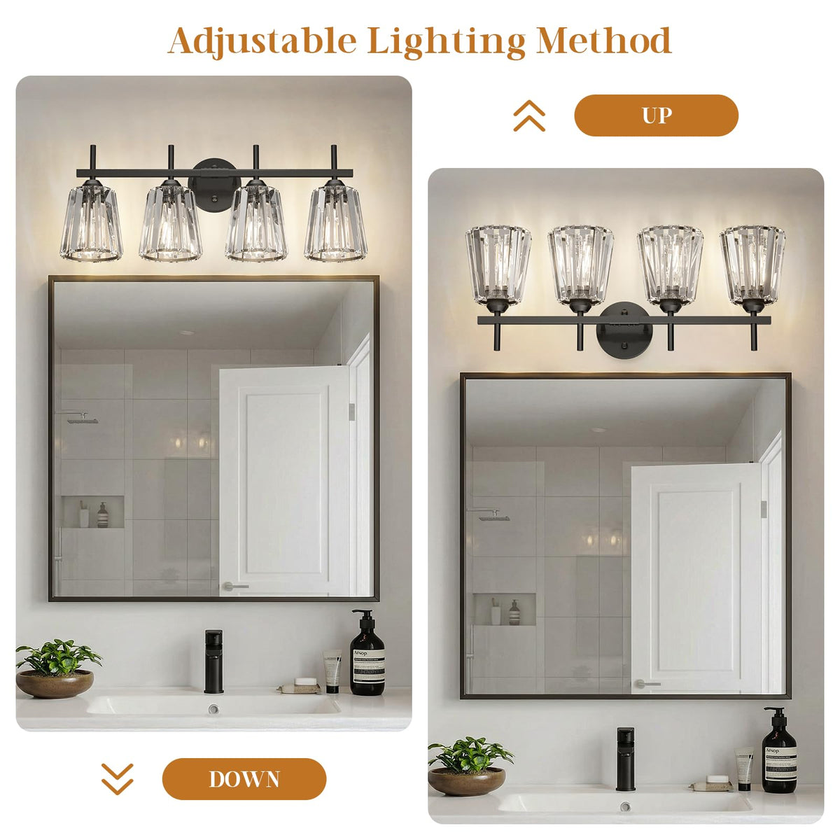 KernLite modern bathroom light with crystal accents for contemporary decor.