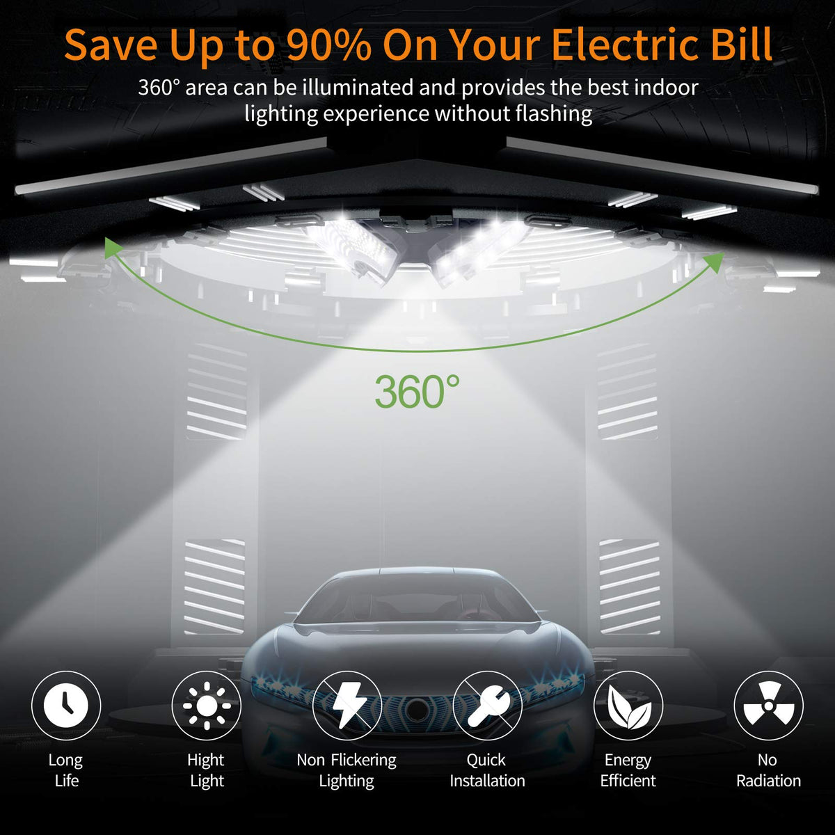 KERNOWO 18500-lumen LED ceiling light reduces shadows in large spaces.