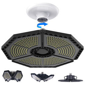 KERNOWO LED three-panel garage light delivers broad, even illumination.