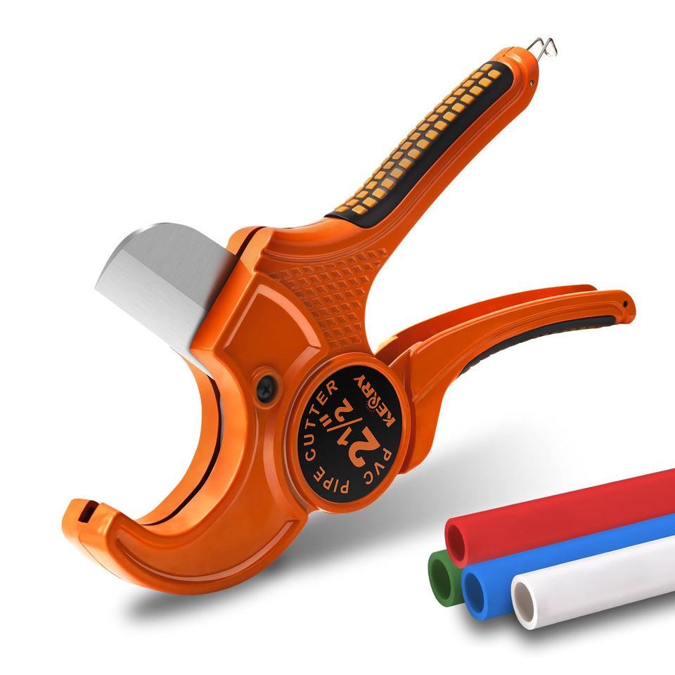 Kerry PVC Pipe Cutter in action showing 2.5-inch OD capacity for robust plumbing tasks