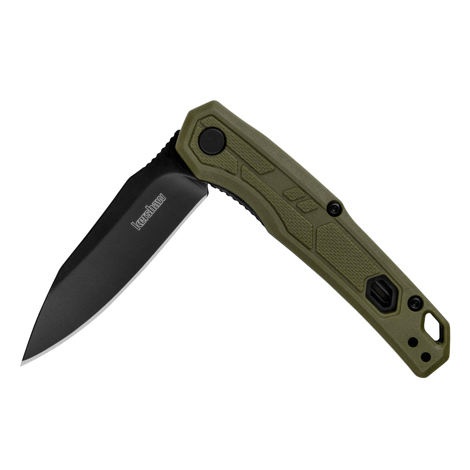 Kershaw Appa folding knife with olive handle, lightweight daily carry for quick tasks.