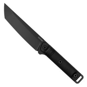 Kershaw Atreides knife blade close-up showing the 5.7-inch Tanto edge for rugged cutting