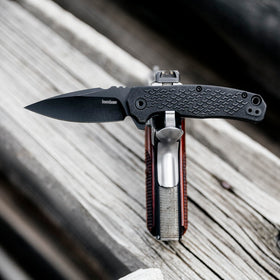 Kershaw Conduit blade close-up highlighting 8Cr13MoV edge retention