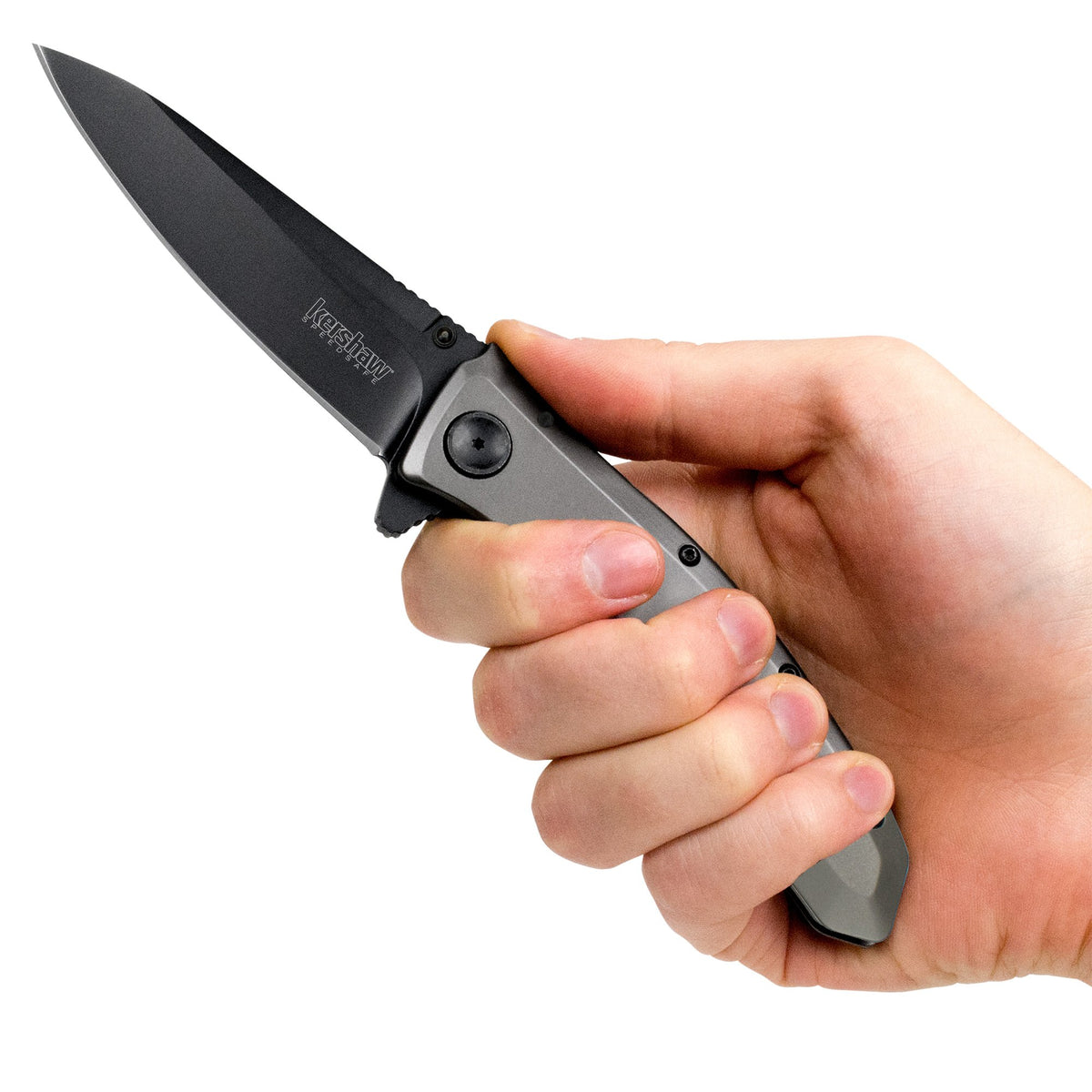 Kershaw Grid folded and extended to show compact size.