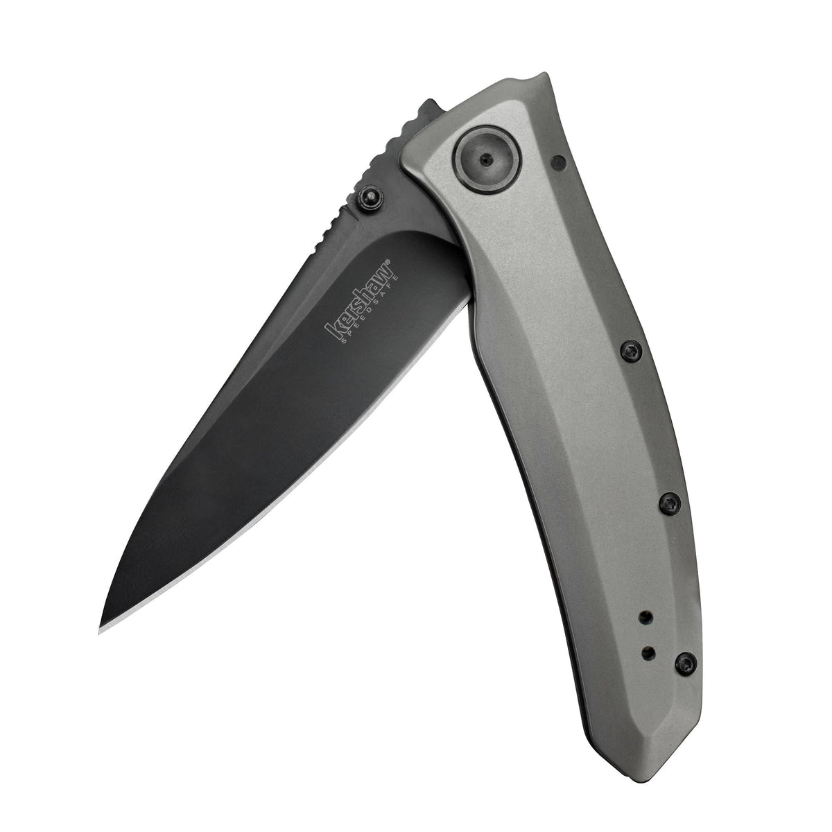 Kershaw Grid pocketknife blade close-up highlighting piercing-ready tip for precise cuts.