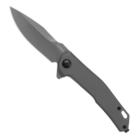 Kershaw Helitack matte gray handle offers secure, comfortable grip
