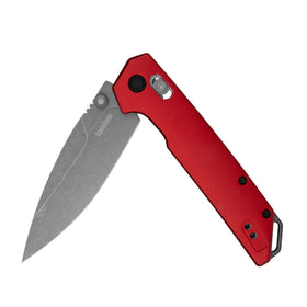 Kershaw Iridium pocket knife with red handle for everyday carry and style.