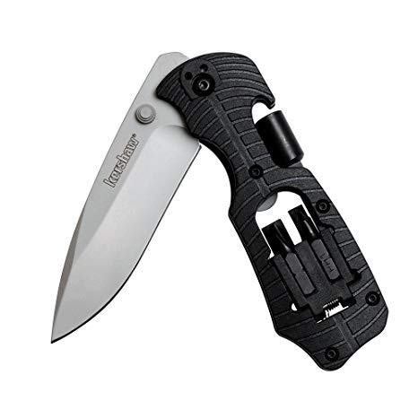 Kershaw Select Fire black glass-filled nylon handle offers a rugged grip for secure handling.