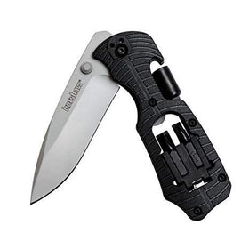 Kershaw Select Fire black glass-filled nylon handle offers a rugged grip for secure handling.