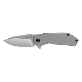 Kershaw Valve stonewashed blade finish hides scratches and looks rugged.