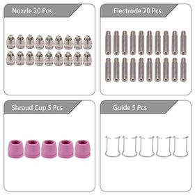 KERUE kit contents plasma 60 highlighting versatile consumables for clean cuts