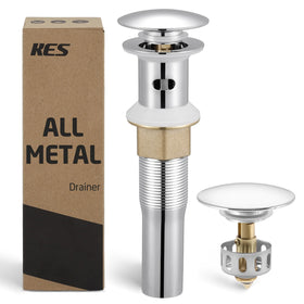 KES all-metal bathroom sink drain with strainer traps hair and reduces clogs.