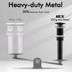 KES black sink drain with no overflow featured for reliable bathroom use
