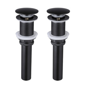 KES black pop-up sink drain close-up showing rustproof brass and stainless steel durability