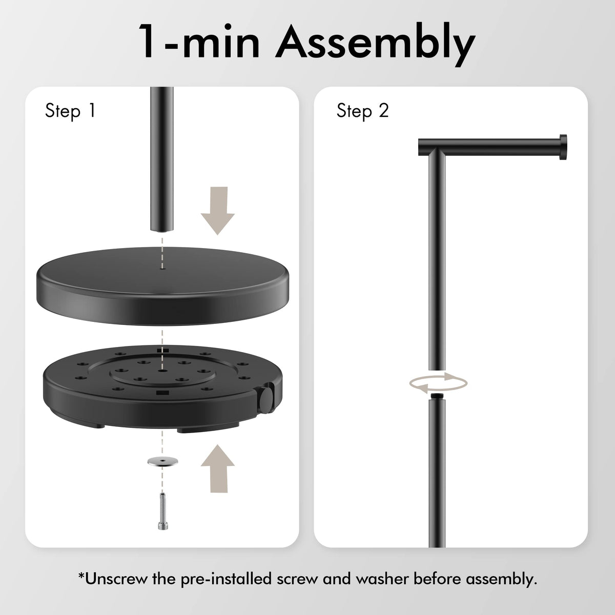 KES BPH283S1-BK easy 1-minute assembly with included tools