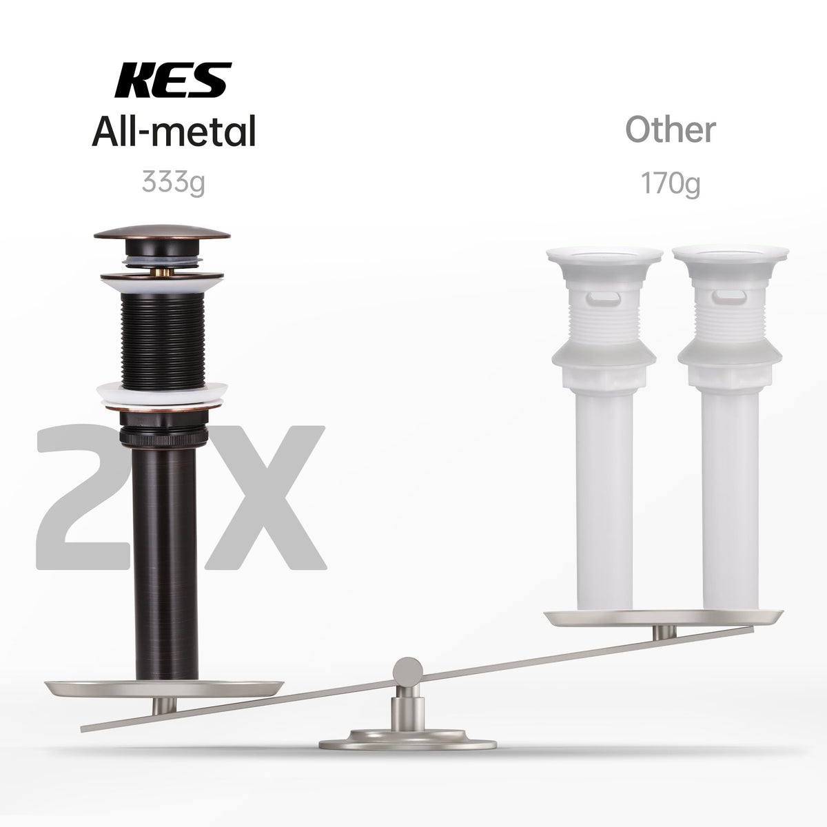 KES brass and 304 stainless steel construction ensures long-lasting rustproof performance.