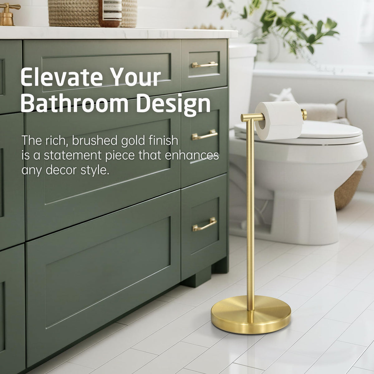 KES Gold toilet paper holder base angle shows anti-slip bottom protection