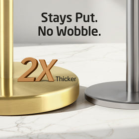 KES Gold toilet paper holder base closeup reveals brushed finish and durability