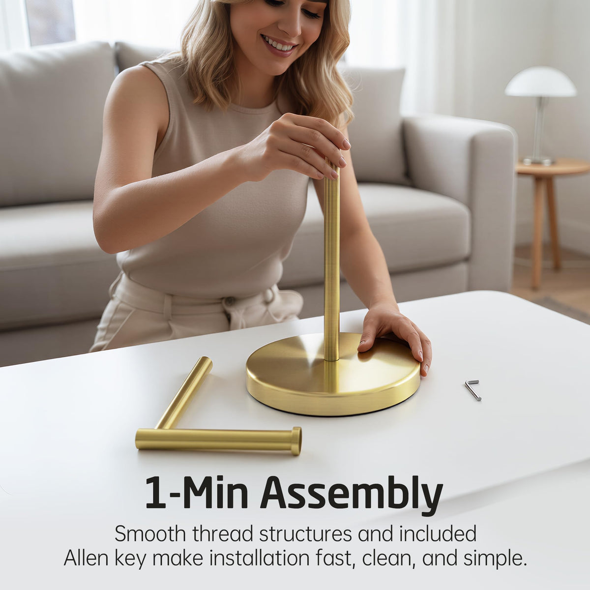 KES Gold toilet paper holder in bathroom demonstrates rustproof stainless steel