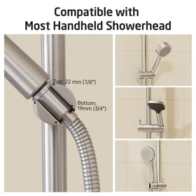 Brushed stainless finish on the KES shower bar blends with modern decor