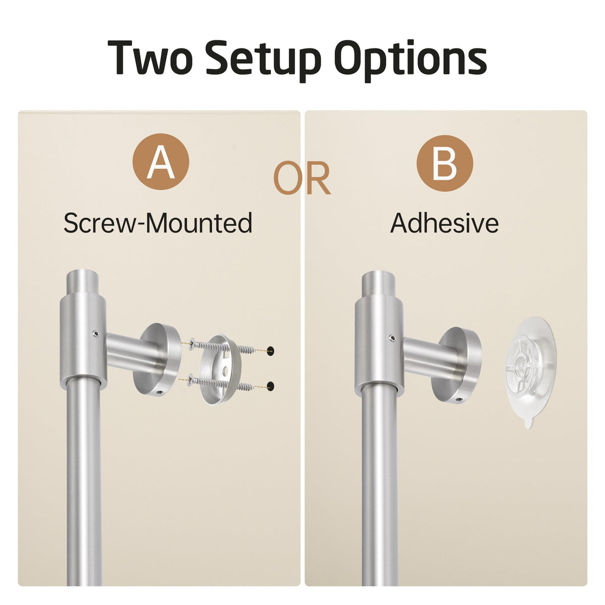 Drill-free installation on tile or metal surfaces with the KES bar