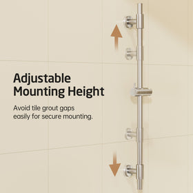 SUS304 stainless steel construction of the KES shower bar resists rust in humid bathrooms