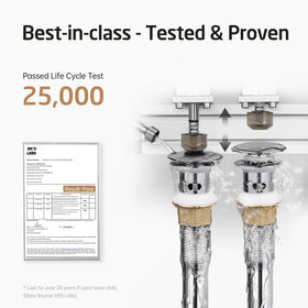 KES overflow-compatible drain designed for sinks with overflow holes.