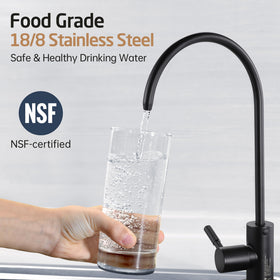 KES RO faucet base and finish view, rustproof matte black coating visible