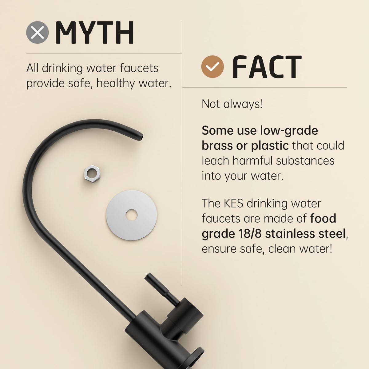 KES RO faucet rustproof finish swatch demonstrating long-lasting protection
