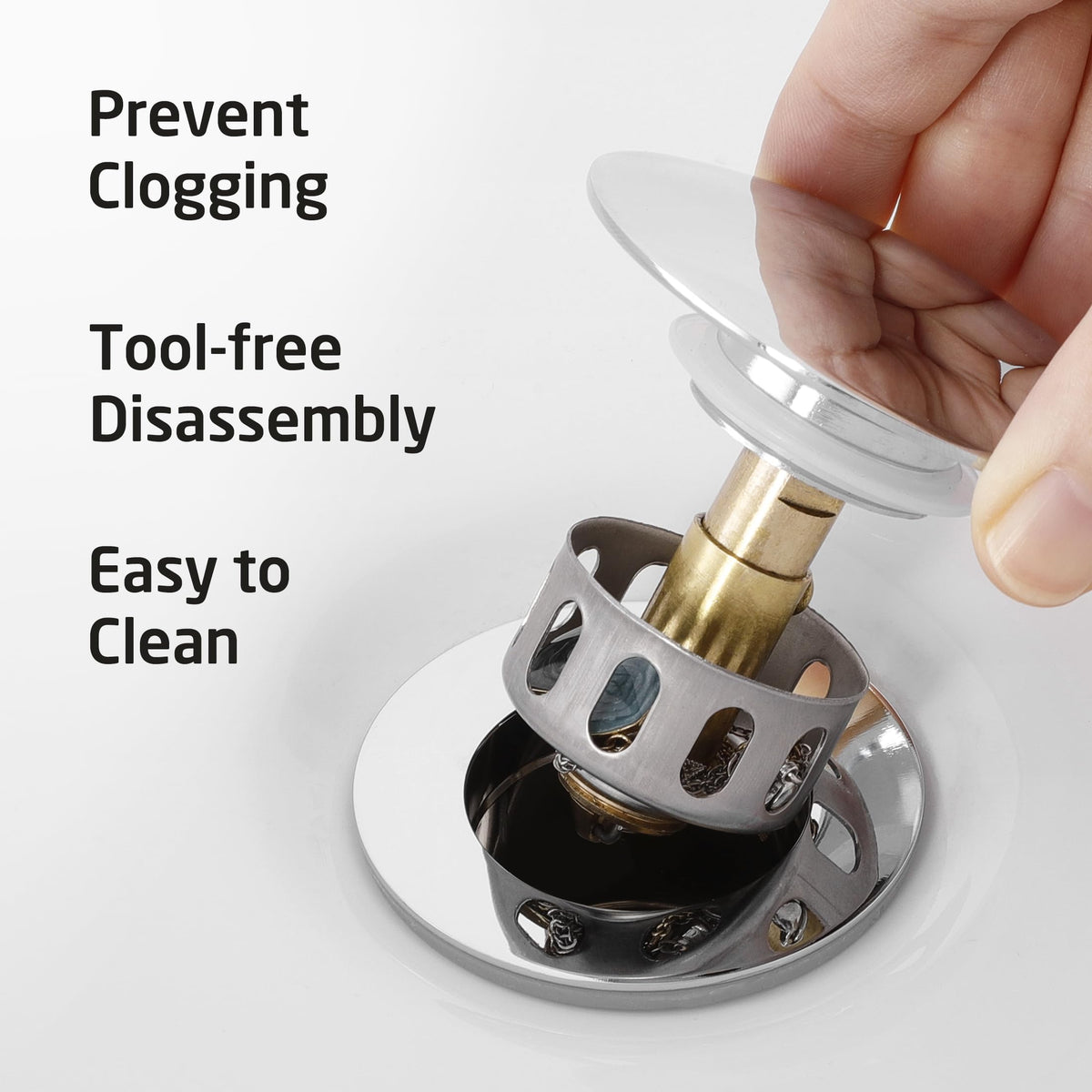 KES rustproof chrome drain assembly for long-lasting vanity use.