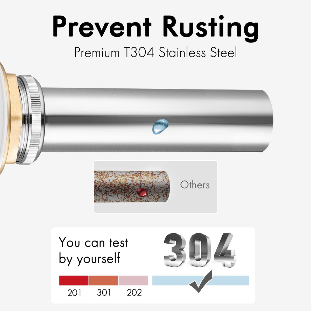 KES rugged chrome finish resists scratches and tarnish over time.